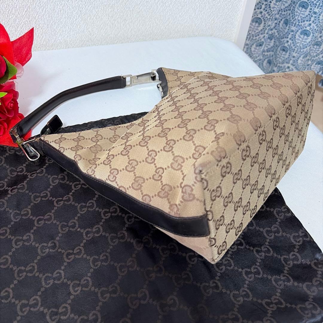 GUCCI グッチ GG柄 キャンパス×レザー ワンショルダーバッグ