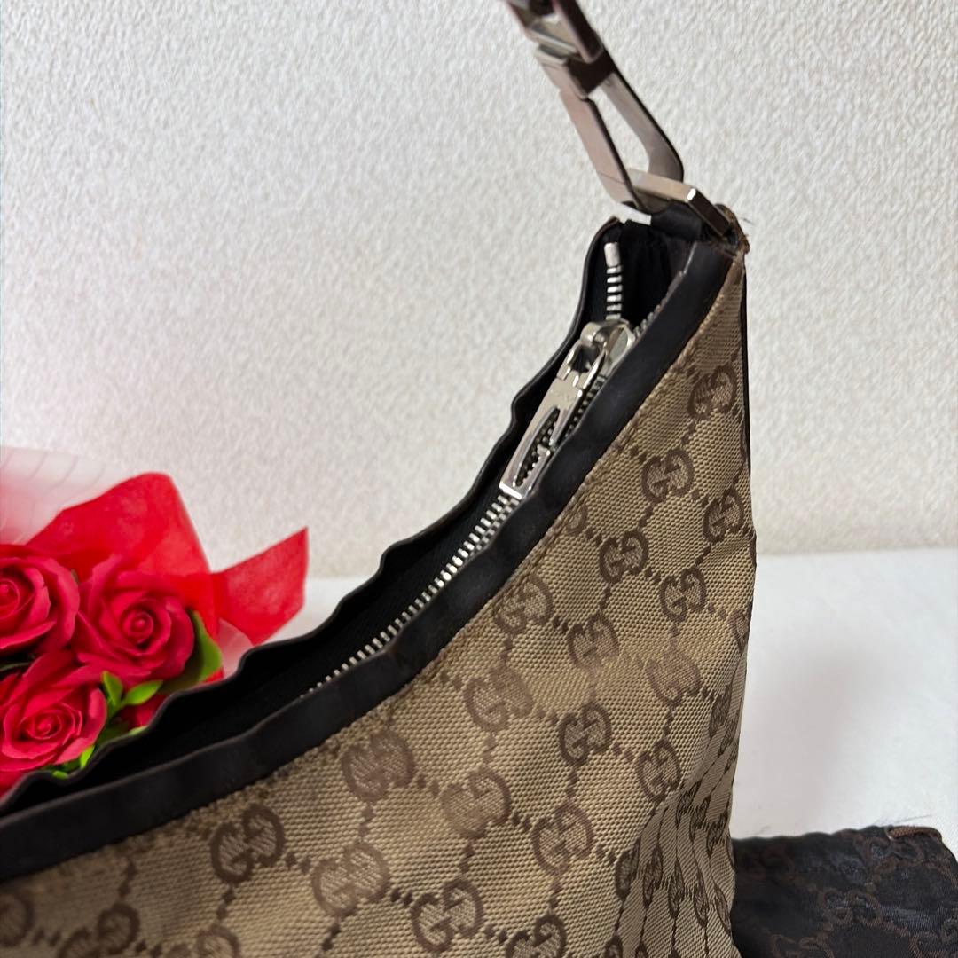 GUCCI グッチ GG柄 キャンパス×レザー ワンショルダーバッグ