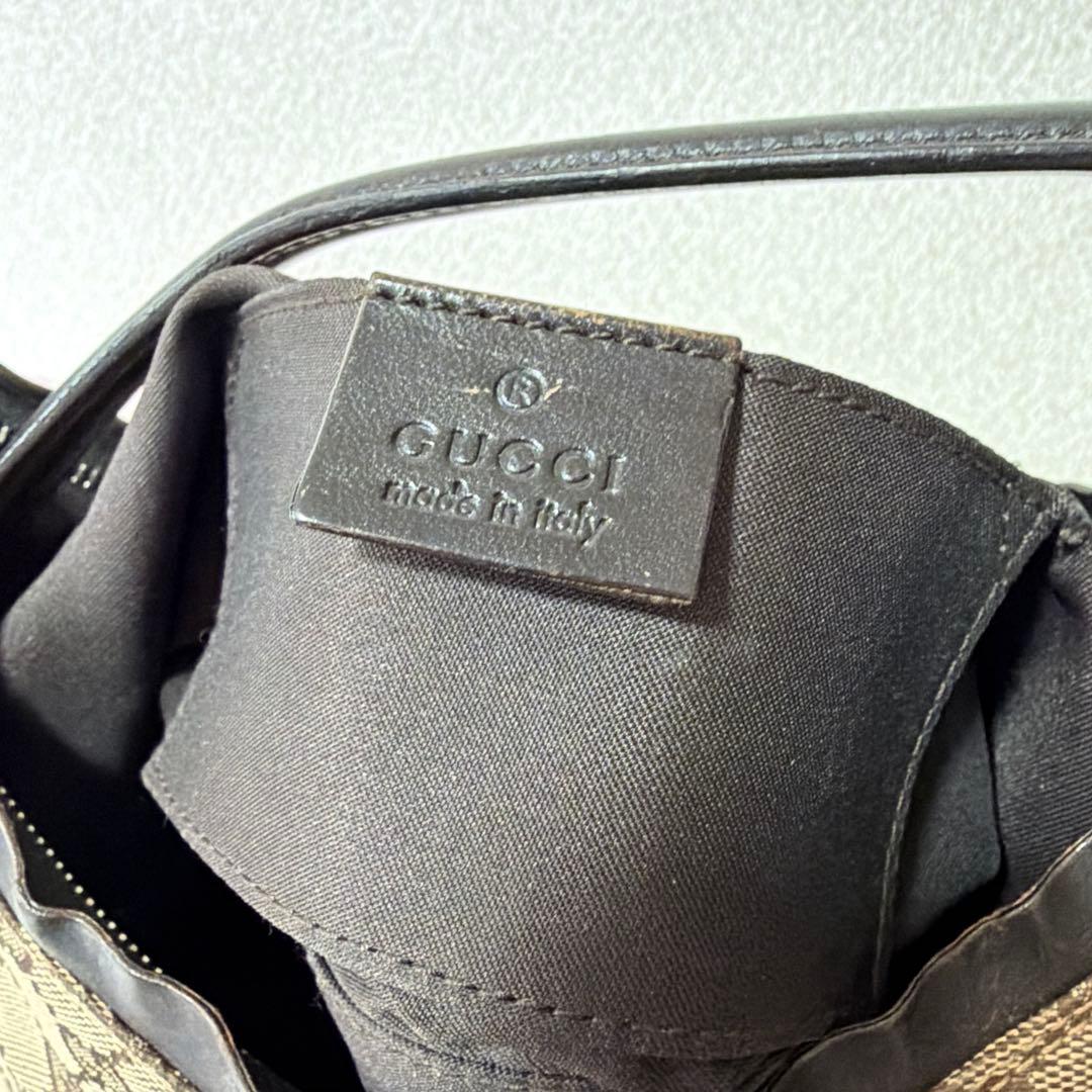 GUCCI グッチ GG柄 キャンパス×レザー ワンショルダーバッグ