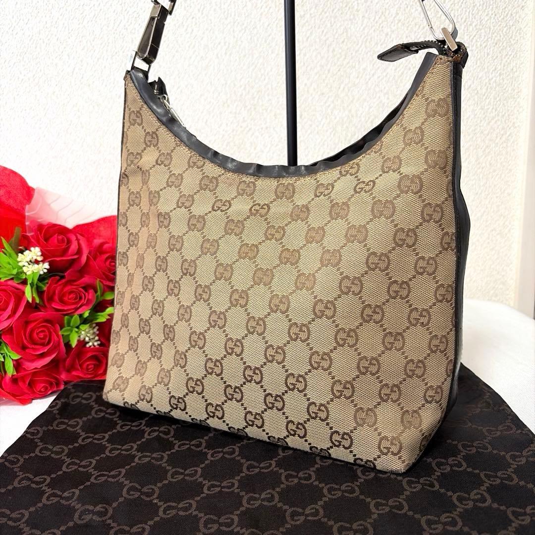 GUCCI グッチ GG柄 キャンパス×レザー ワンショルダーバッグ