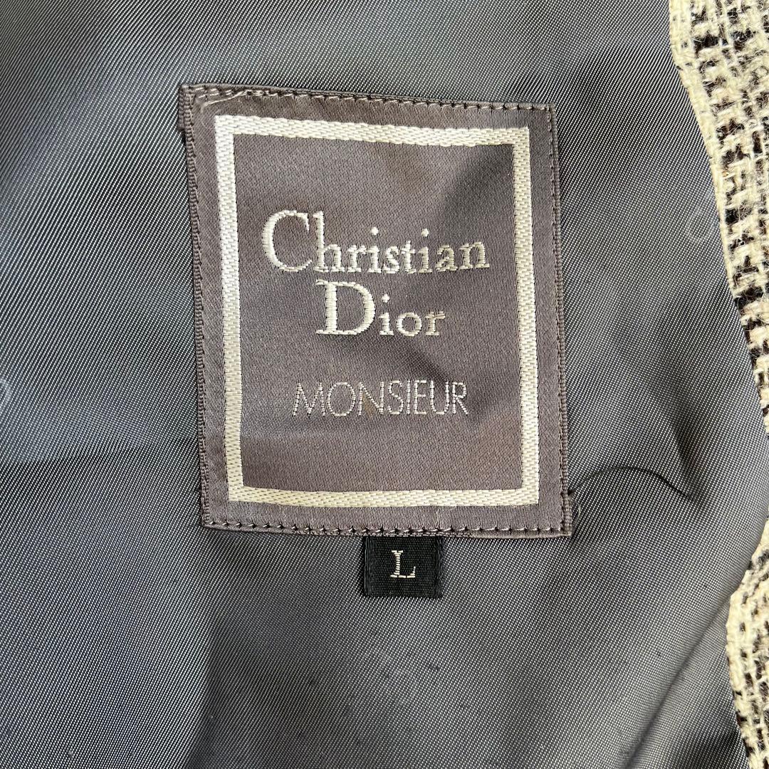 【Christian Dior】 ツイードジャケット L テーラード アルパカ混