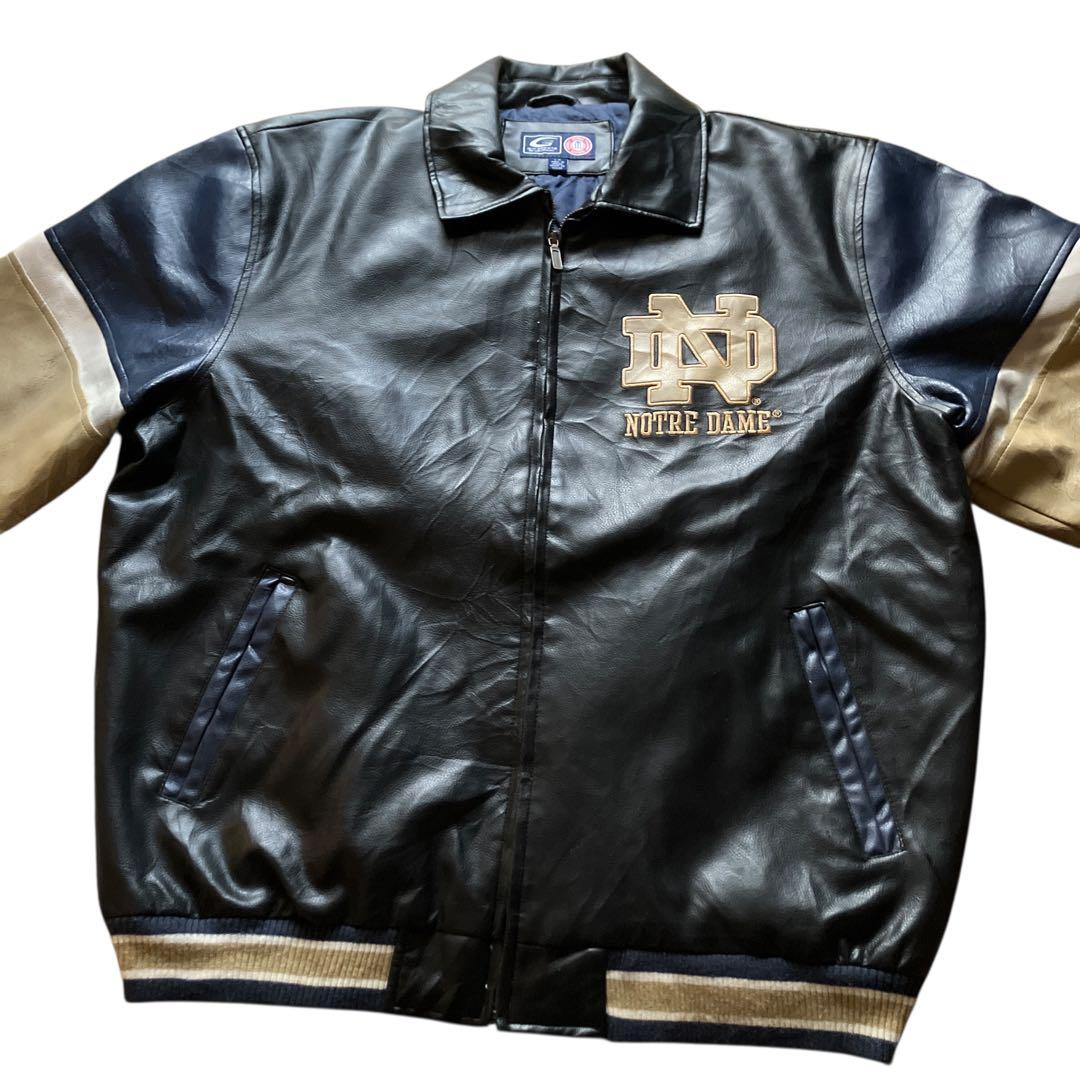 90s G-Ⅲ SPORTS オールレザー NOTREDAME 襟付きスタジャン