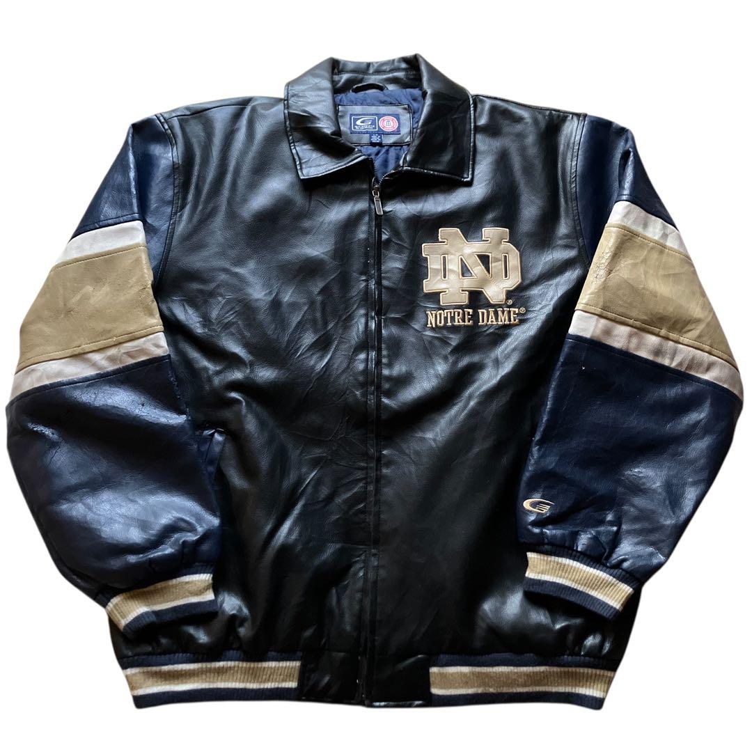 90s G-Ⅲ SPORTS オールレザー NOTREDAME 襟付きスタジャン