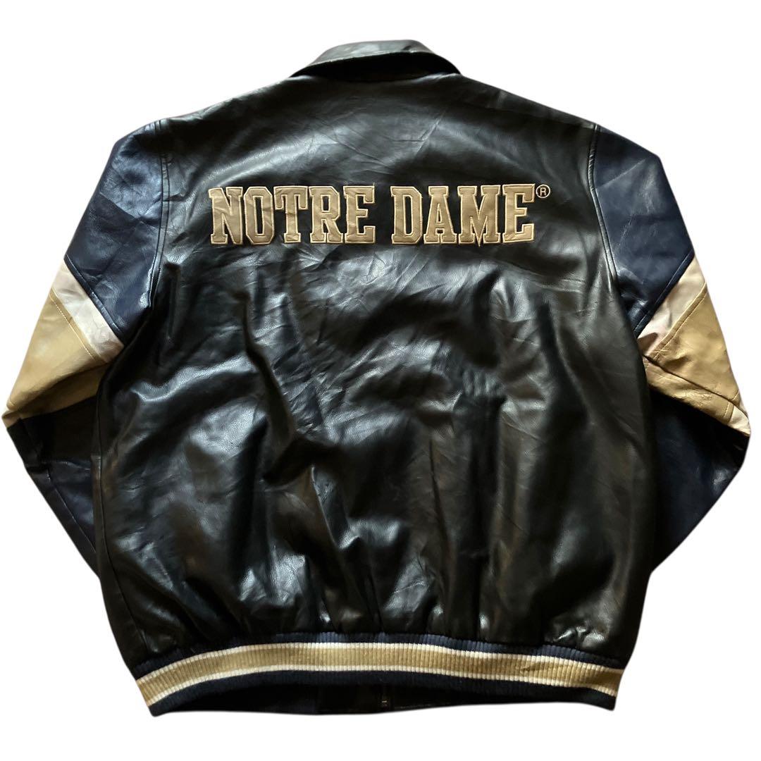 90s G-Ⅲ SPORTS オールレザー NOTREDAME 襟付きスタジャン