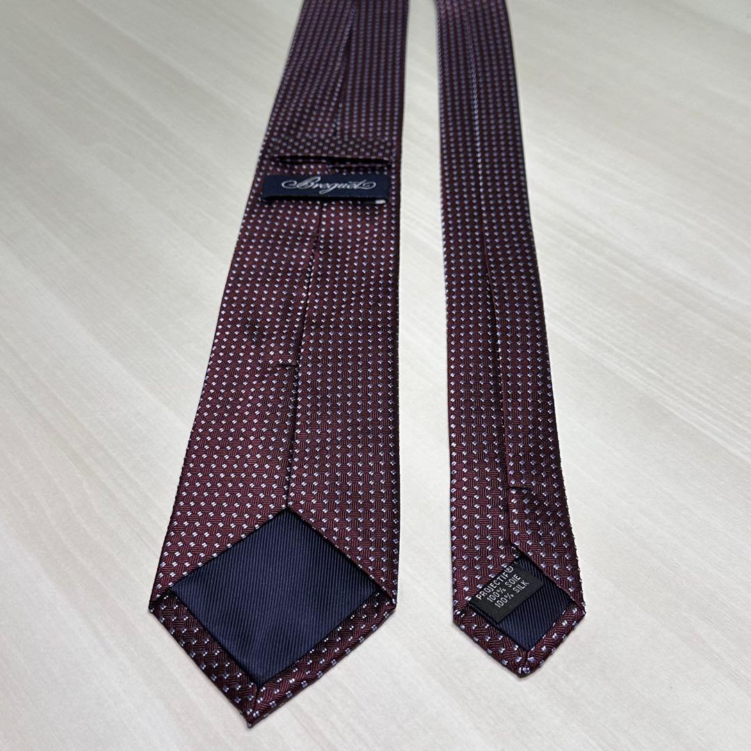 美品☆ブレゲ☆ネクタイ☆パープル☆ブラウン☆ライトブルー☆ドット柄☆527