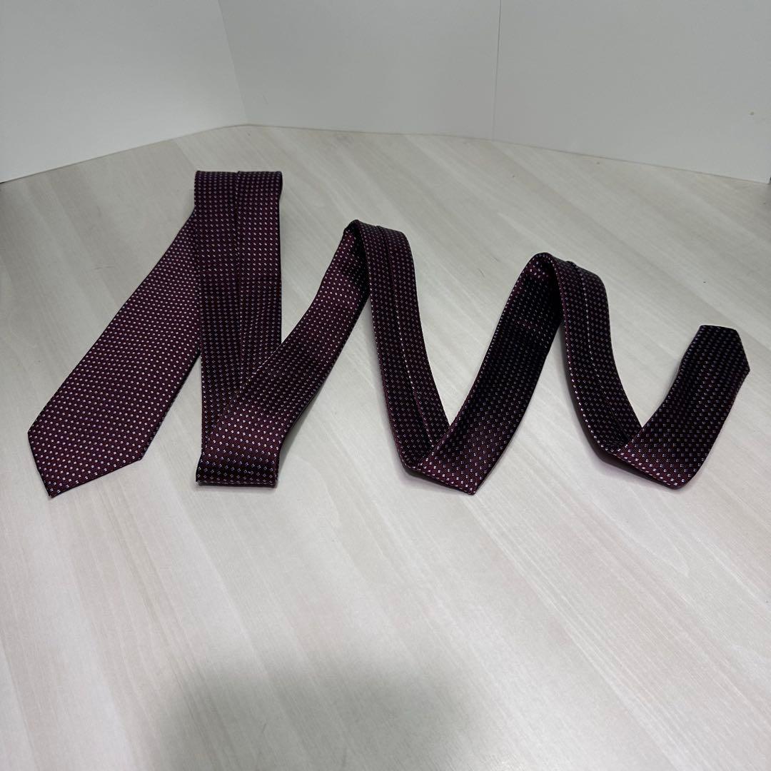美品☆ブレゲ☆ネクタイ☆パープル☆ブラウン☆ライトブルー☆ドット柄☆527