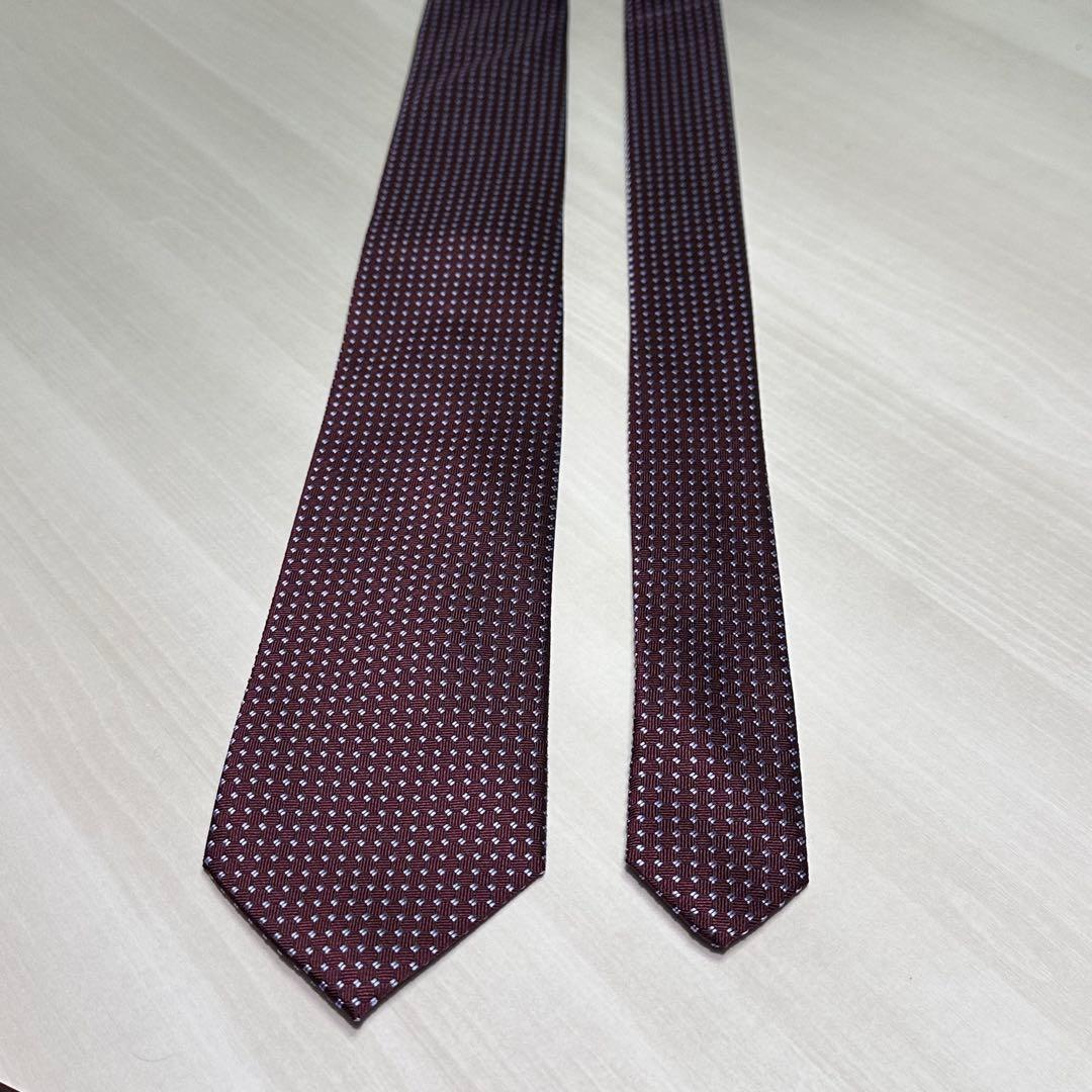 美品☆ブレゲ☆ネクタイ☆パープル☆ブラウン☆ライトブルー☆ドット柄☆527