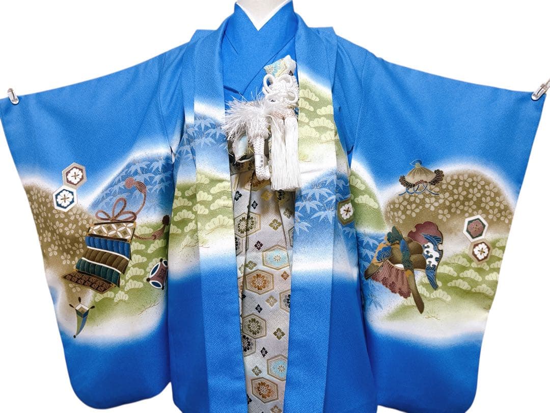 鮮やかなブルー♡七五三　5歳　男の子　フルセット　一式　青系　兜