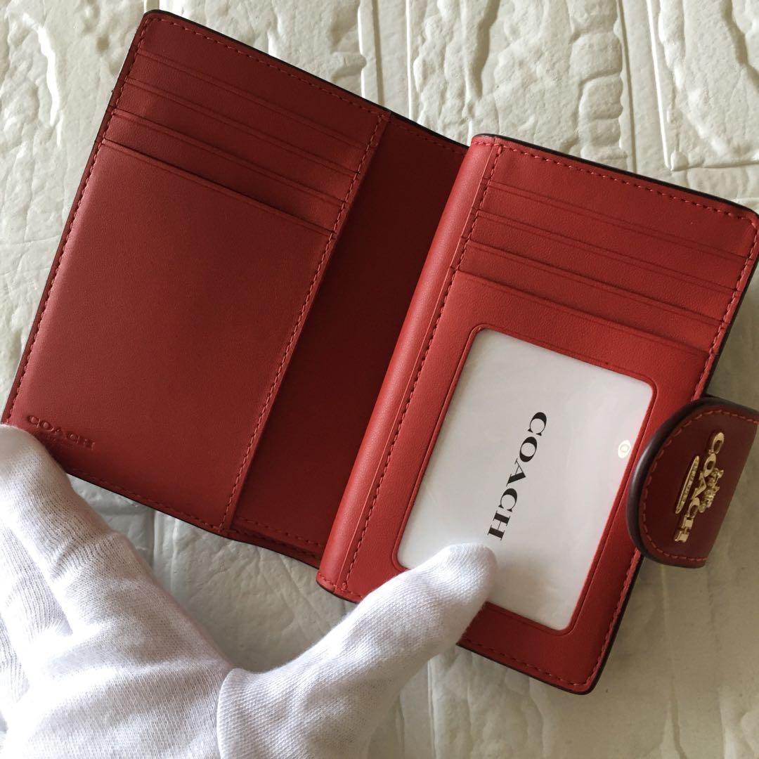 新品 コーチ COACH 二つ折り 財布 ブラウン レッド