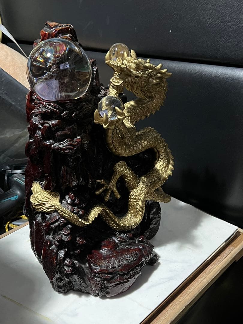 大友彦神で 風水龍の置物 龍の置き物 金色の龍 中国の伝説上の神獣である龍