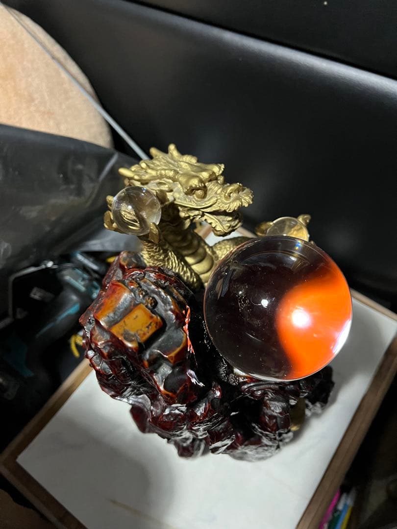 大友彦神で 風水龍の置物 龍の置き物 金色の龍 中国の伝説上の神獣である龍