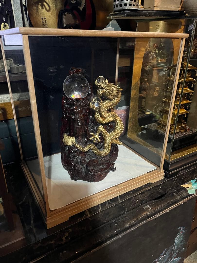 大友彦神で 風水龍の置物 龍の置き物 金色の龍 中国の伝説上の神獣である龍