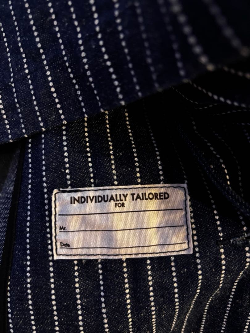 DOUBLE DIAMOND ネイビーストライプカバーオール 38 リアルマッコ