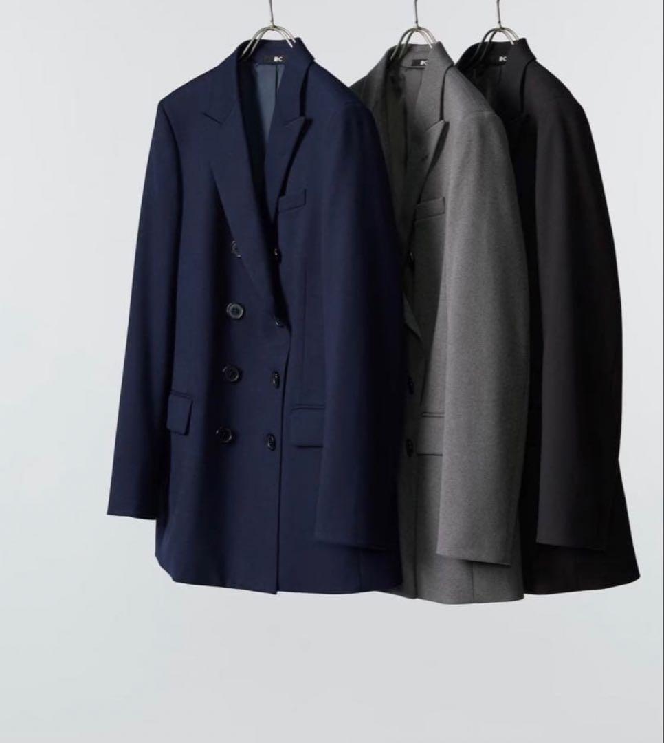 美品25年UNIQLO:C テーラードジャケット ダブルブレスト グレー L