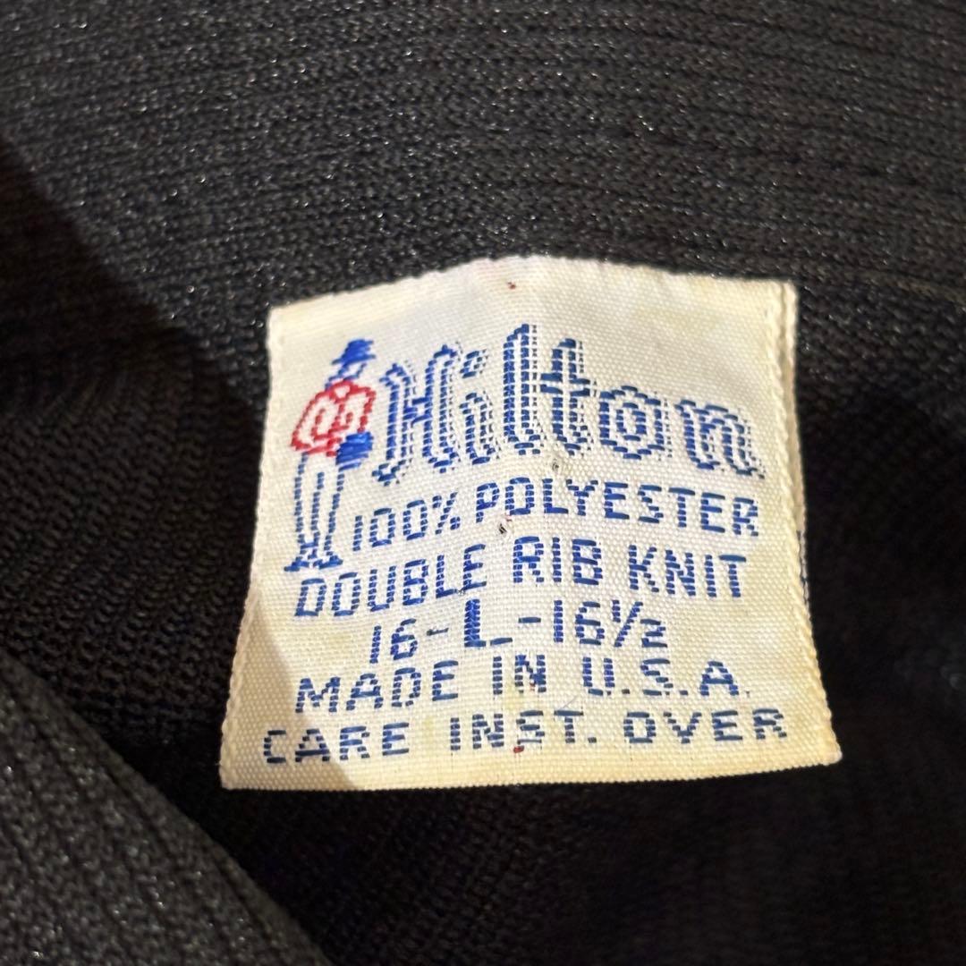 Vintage 70s【ブラックベース】チェーン刺繍 デカ襟 ボーリングシャツ