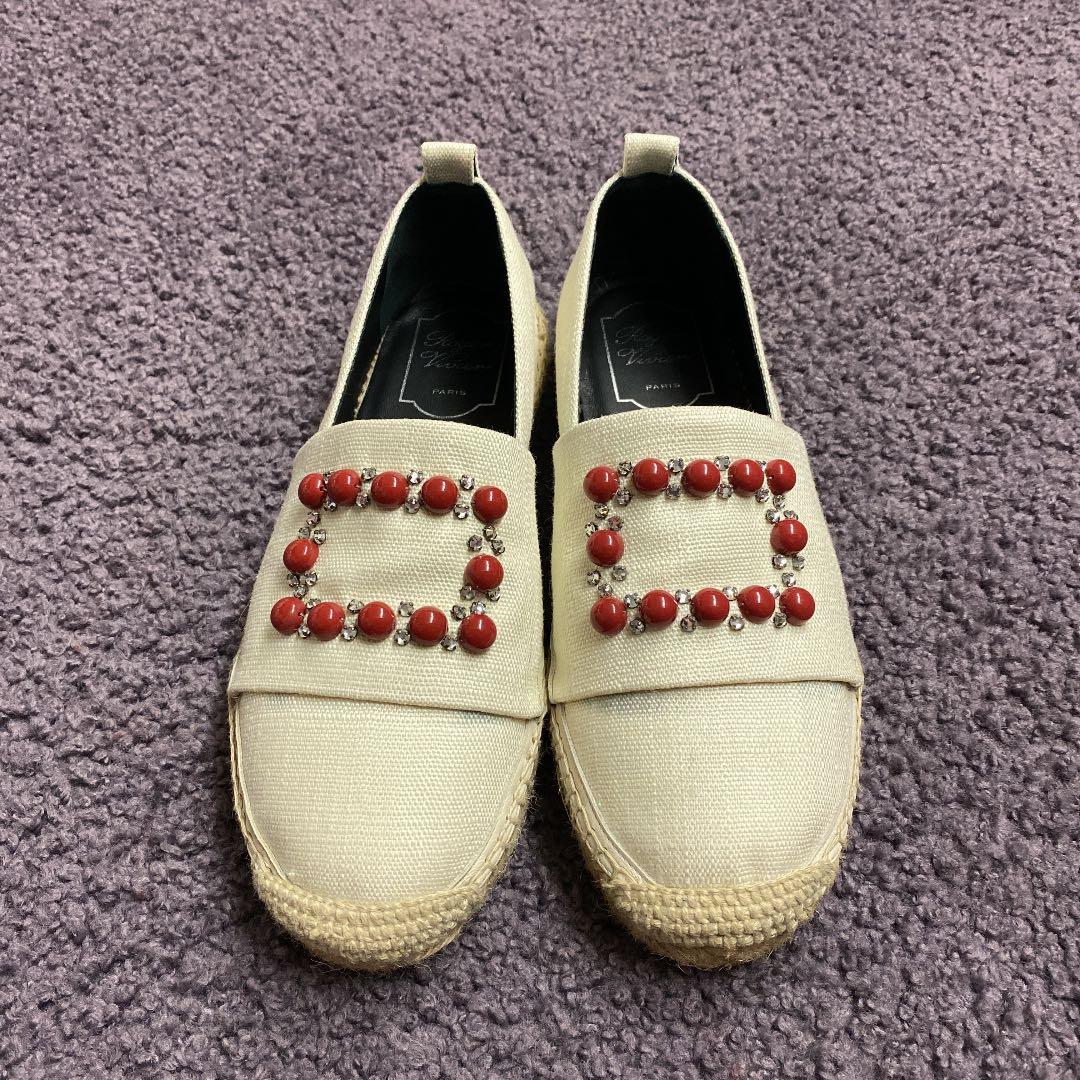 ロジェヴィヴィエ　エスパドリーユ　ストーン付き　サイズ37