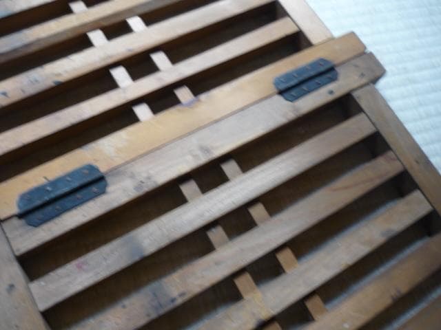 帳場格子　三つ折り　時代もの　木製　商店帳場　仕切り　商店帳場