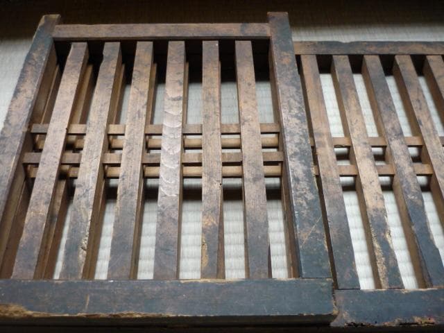 帳場格子　三つ折り　時代もの　木製　商店帳場　仕切り　商店帳場