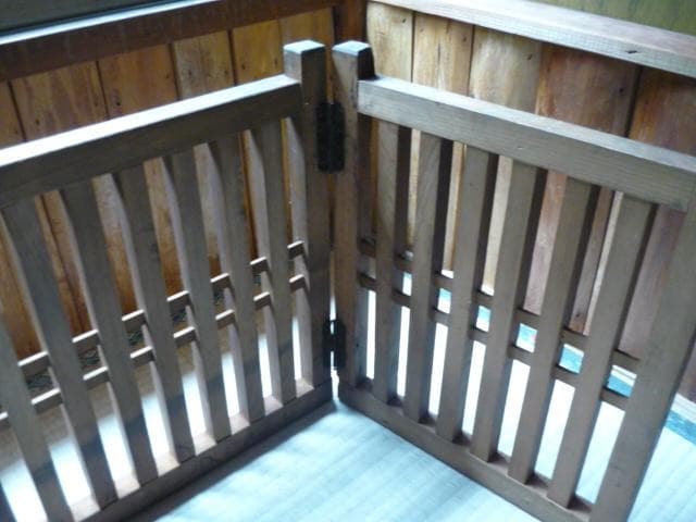 帳場格子　三つ折り　時代もの　木製　商店帳場　仕切り　商店帳場