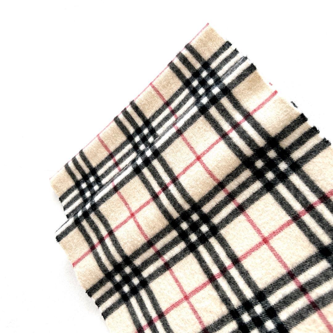 希少カラー✨バーバリーロンドン　カシミヤ100%マフラー　ノバチェック　フリンジ