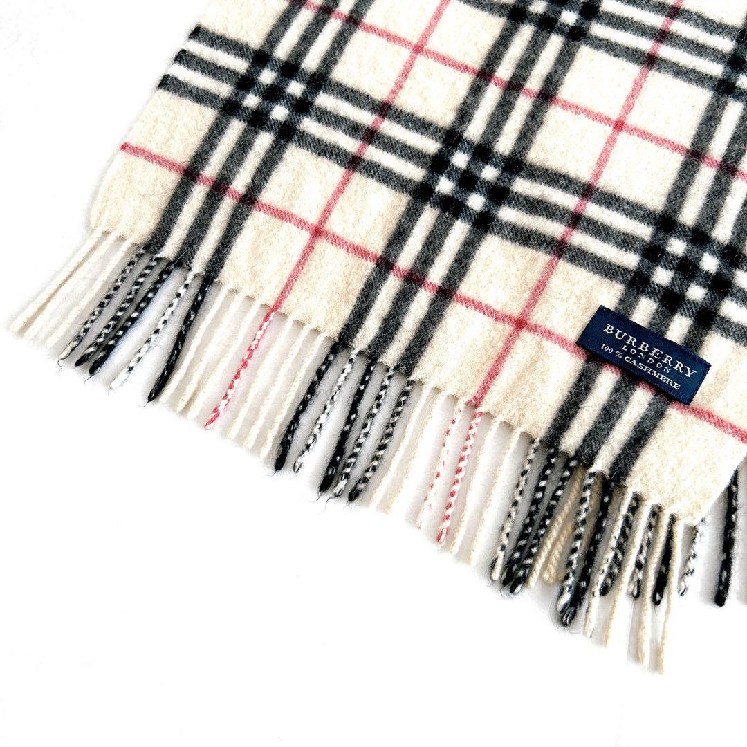 希少カラー✨バーバリーロンドン　カシミヤ100%マフラー　ノバチェック　フリンジ