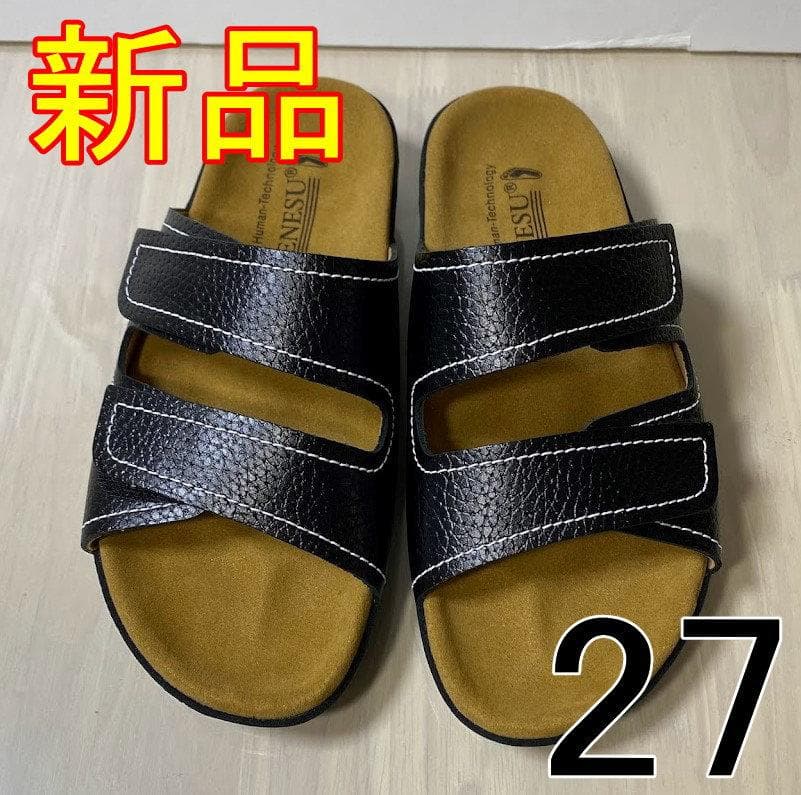 新品 27㎝ 009B ベネッシュ BENESU 外履きサンダル 黒 ベネシュ