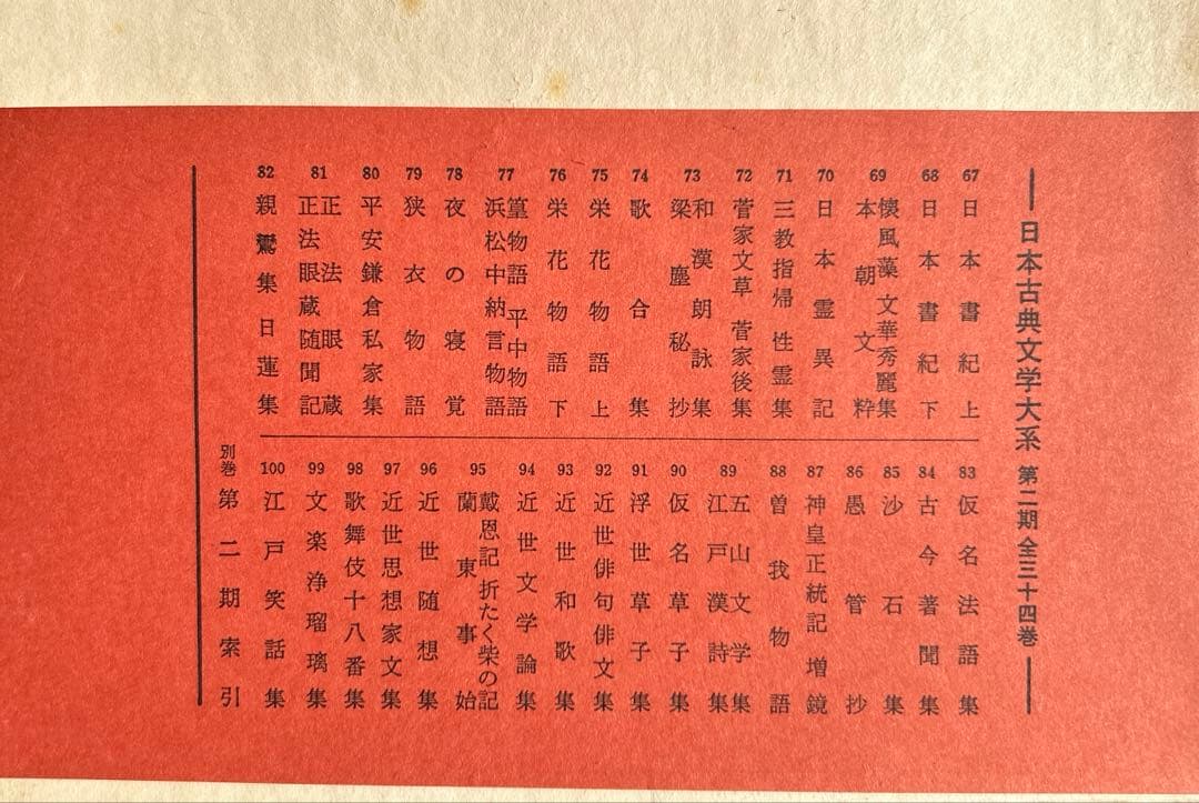 日本古典文学大系 全巻セット(100巻) プラス日本古典文学体系索引　上下