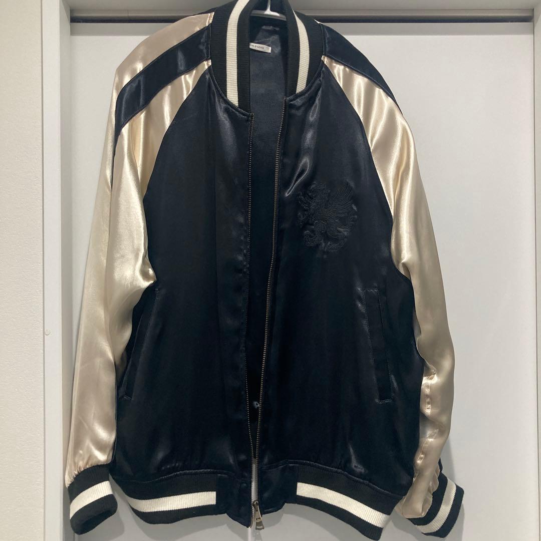 別注バイカラーサテンジャケット/ブラック　スカジャン