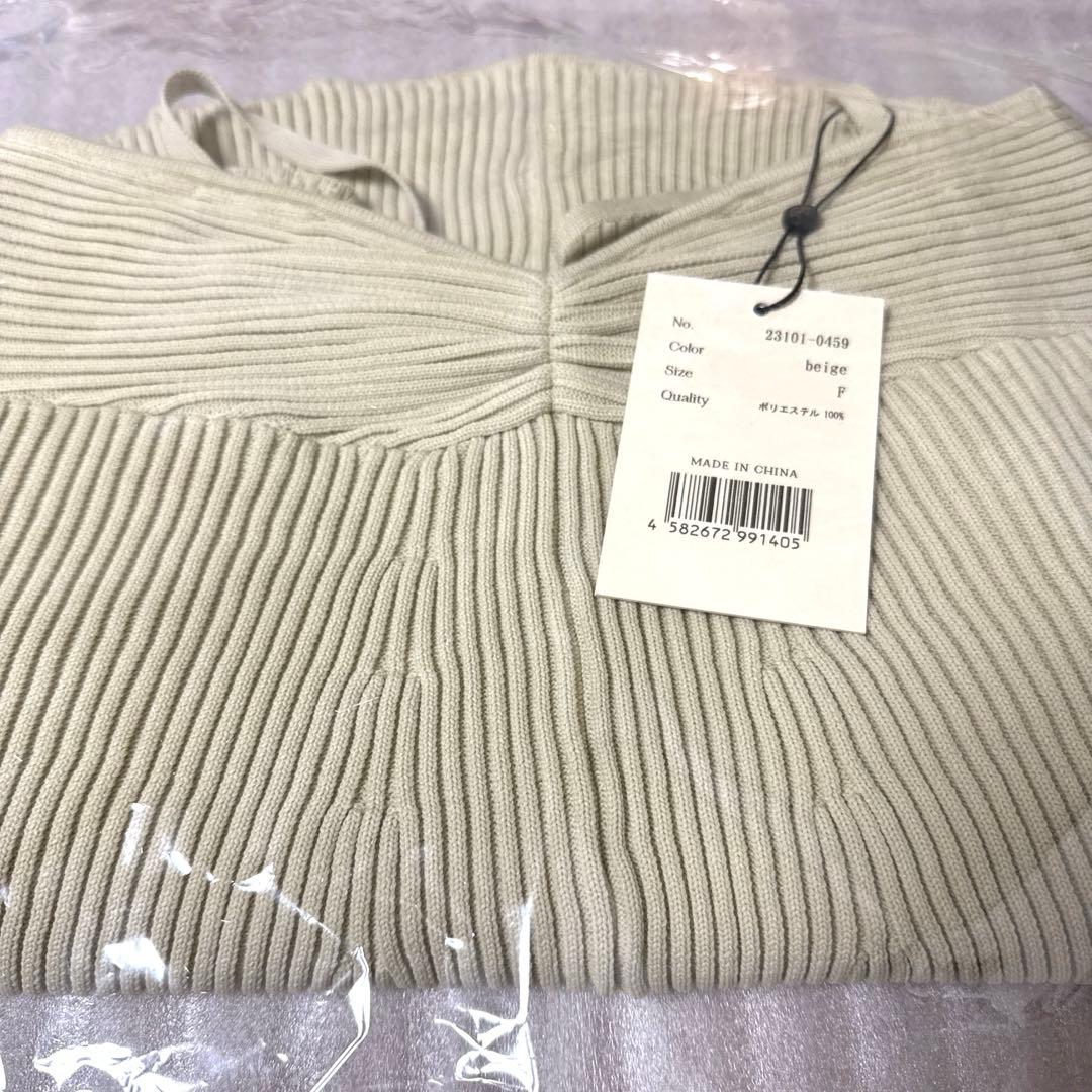 トップス eaphi RIB KNIT BUSTIER beige