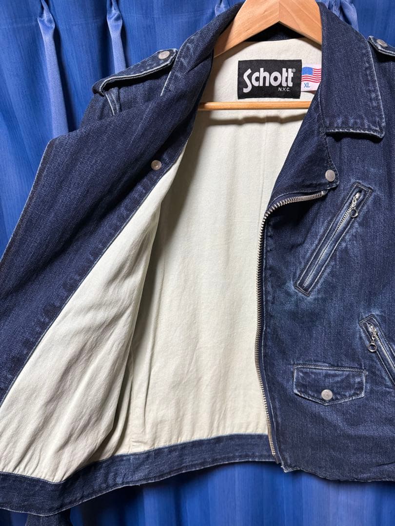 Schott ショット ダブル ライダースジャケット デニムジャケット XL