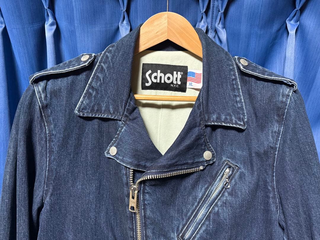Schott ショット ダブル ライダースジャケット デニムジャケット XL