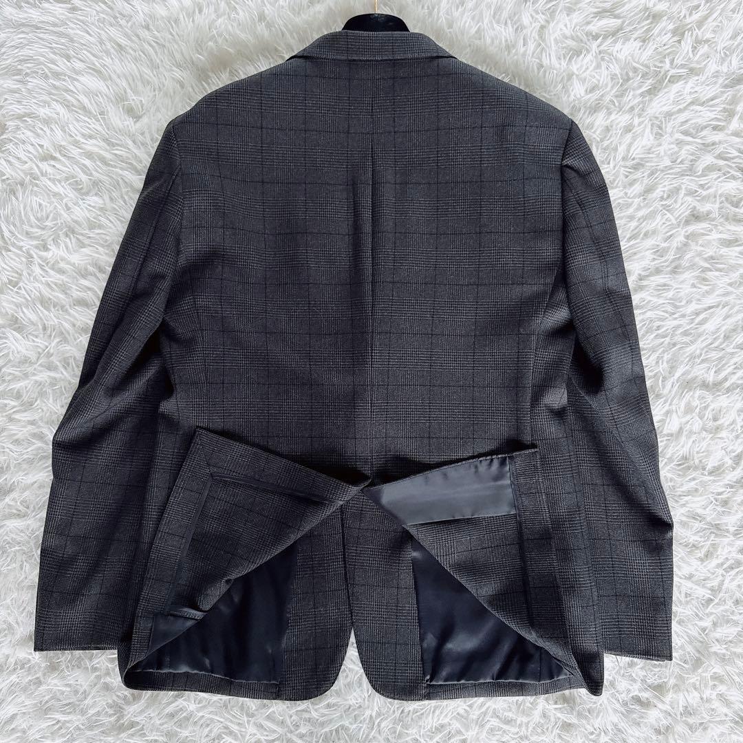 【スーツセレクト】4S スリーピース スーツ グレー チェック AB6 手洗い可