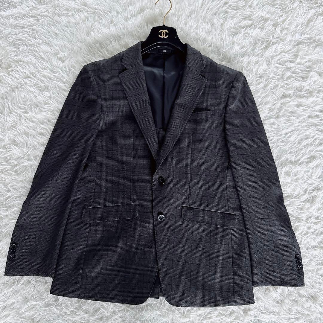 【スーツセレクト】4S スリーピース スーツ グレー チェック AB6 手洗い可