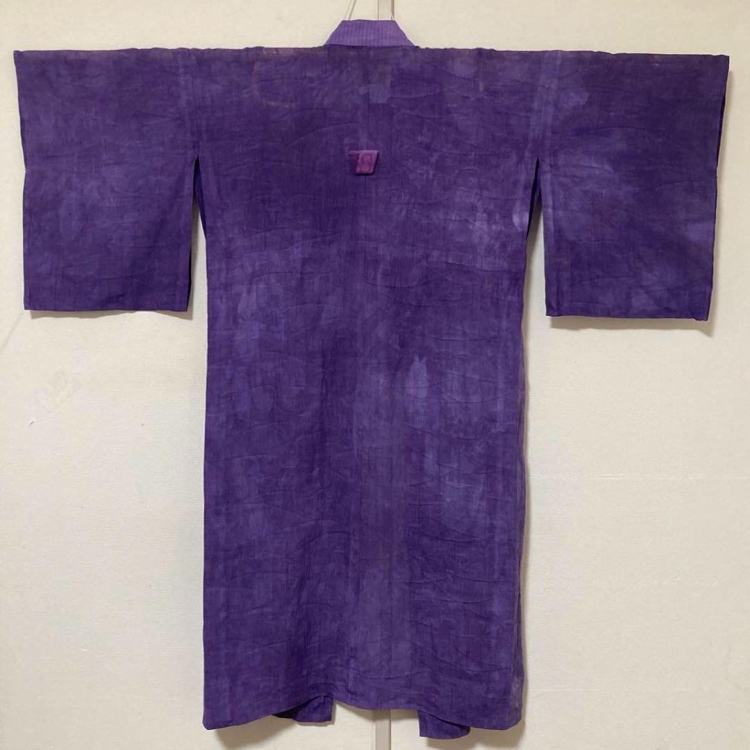 本麻　洗える長襦袢　カラー襦袢　桔梗色　紫　リサイクル　夏襦袢　管理tn