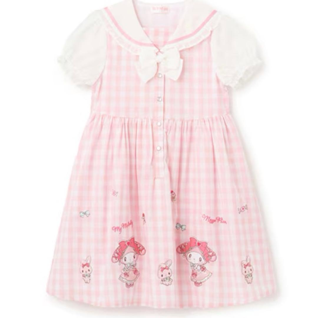 メゾピアノ 【マイメロディ・シナモロール】セーラーワンピース　120