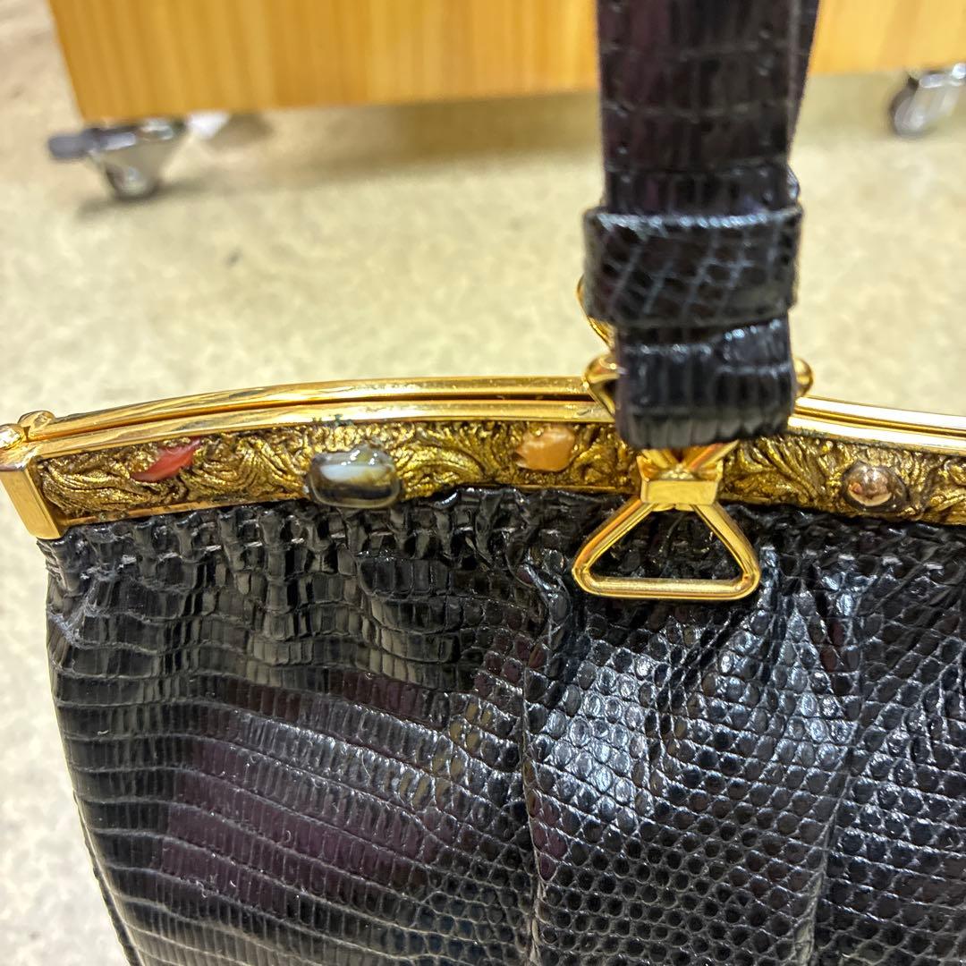 黒 リザード バッグ 皇室御用達 濱野 ハマノ