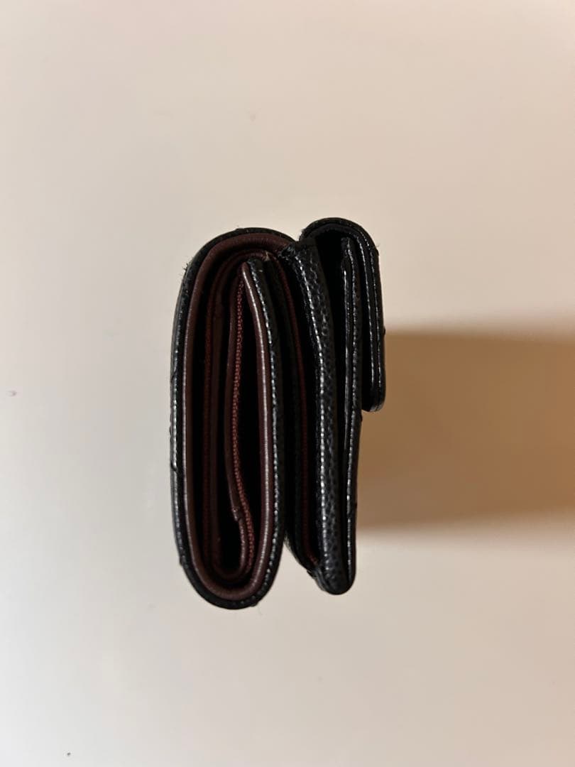 CHANEL シャネル 三つ折り財布 マトラッセ キャビアスキン ブラック 付属