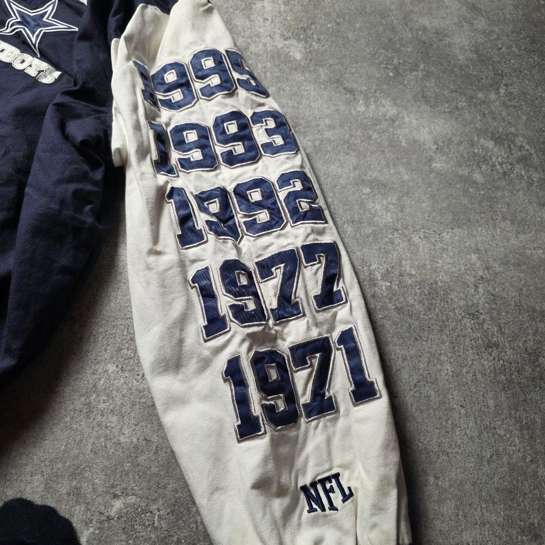 激レアNFLダラスカウボーイズスタジャンスーパーボウルアメフトフェード紺色古着L