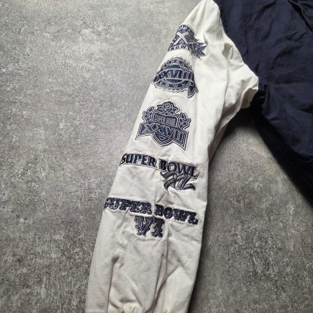 激レアNFLダラスカウボーイズスタジャンスーパーボウルアメフトフェード紺色古着L