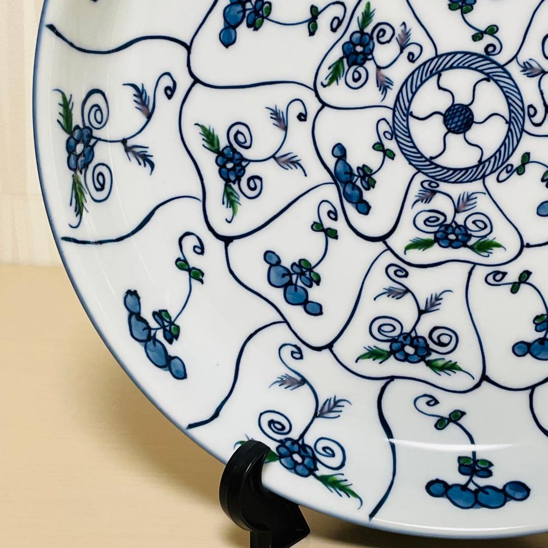 源右衛門 染錦 なずな紋 深皿 大皿 ディーププレート