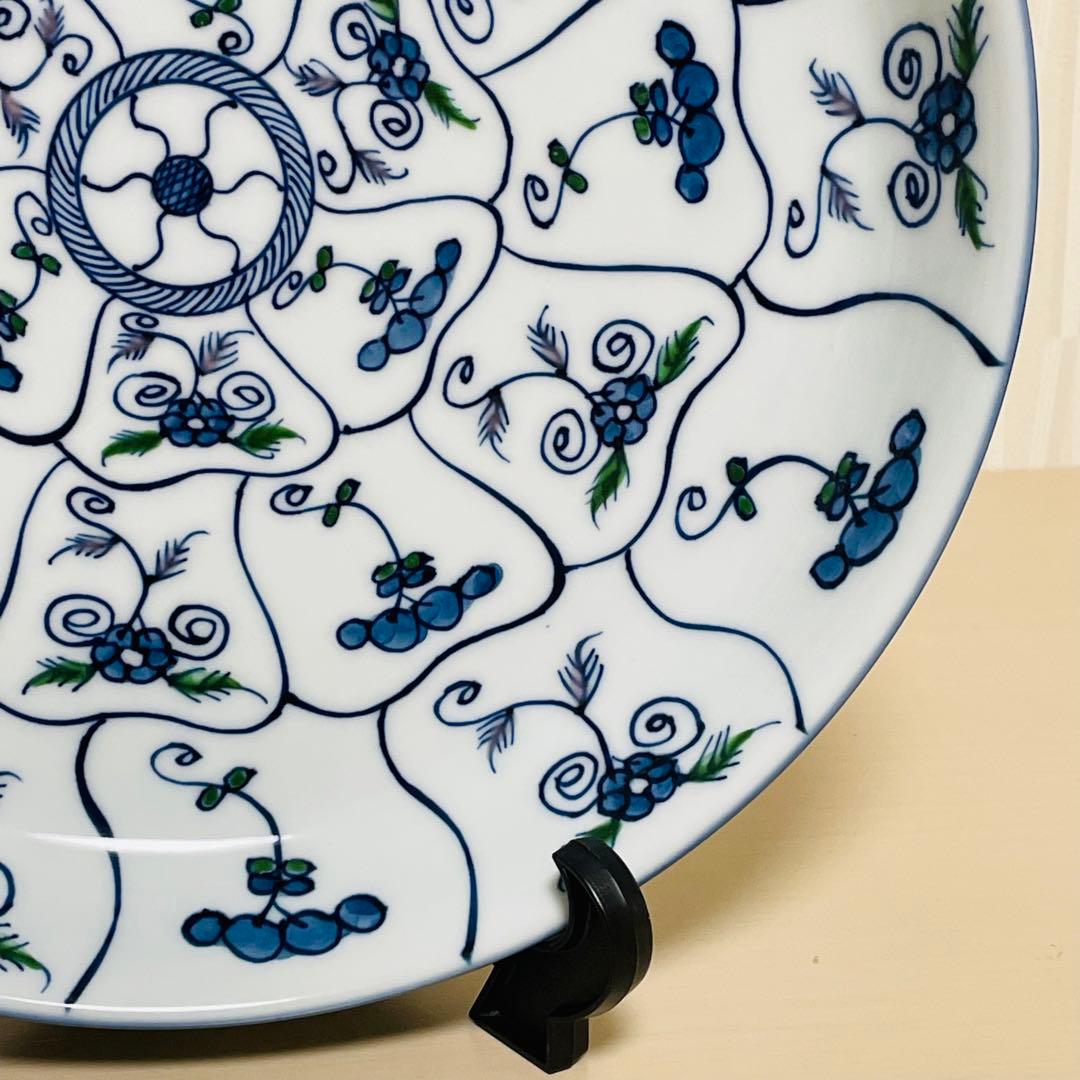 源右衛門 染錦 なずな紋 深皿 大皿 ディーププレート