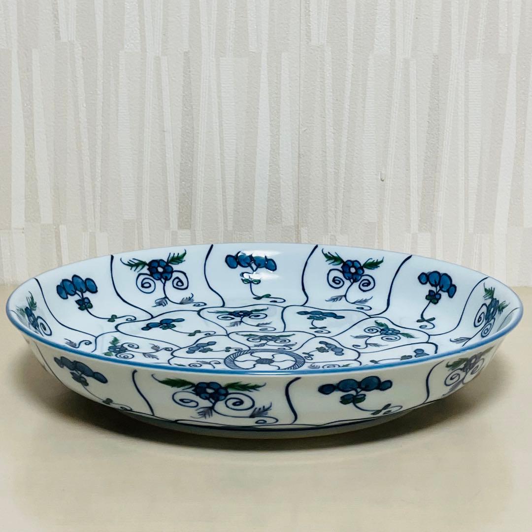 源右衛門 染錦 なずな紋 深皿 大皿 ディーププレート