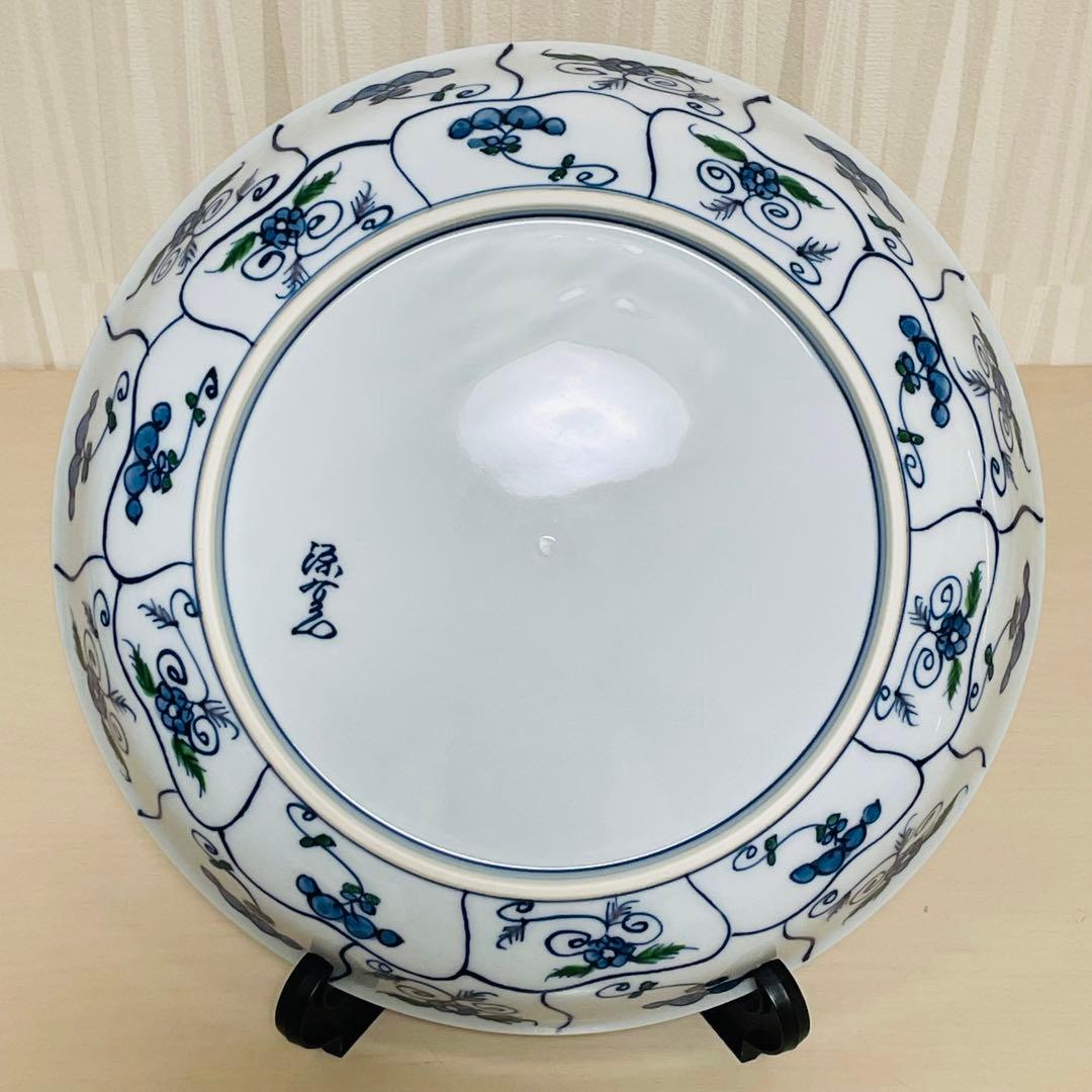 源右衛門 染錦 なずな紋 深皿 大皿 ディーププレート