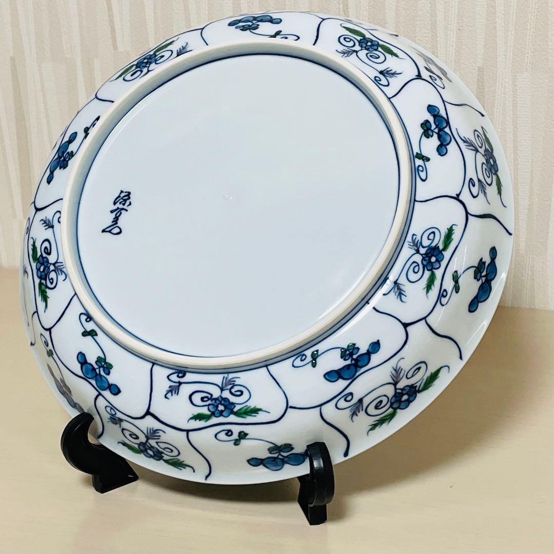 源右衛門 染錦 なずな紋 深皿 大皿 ディーププレート