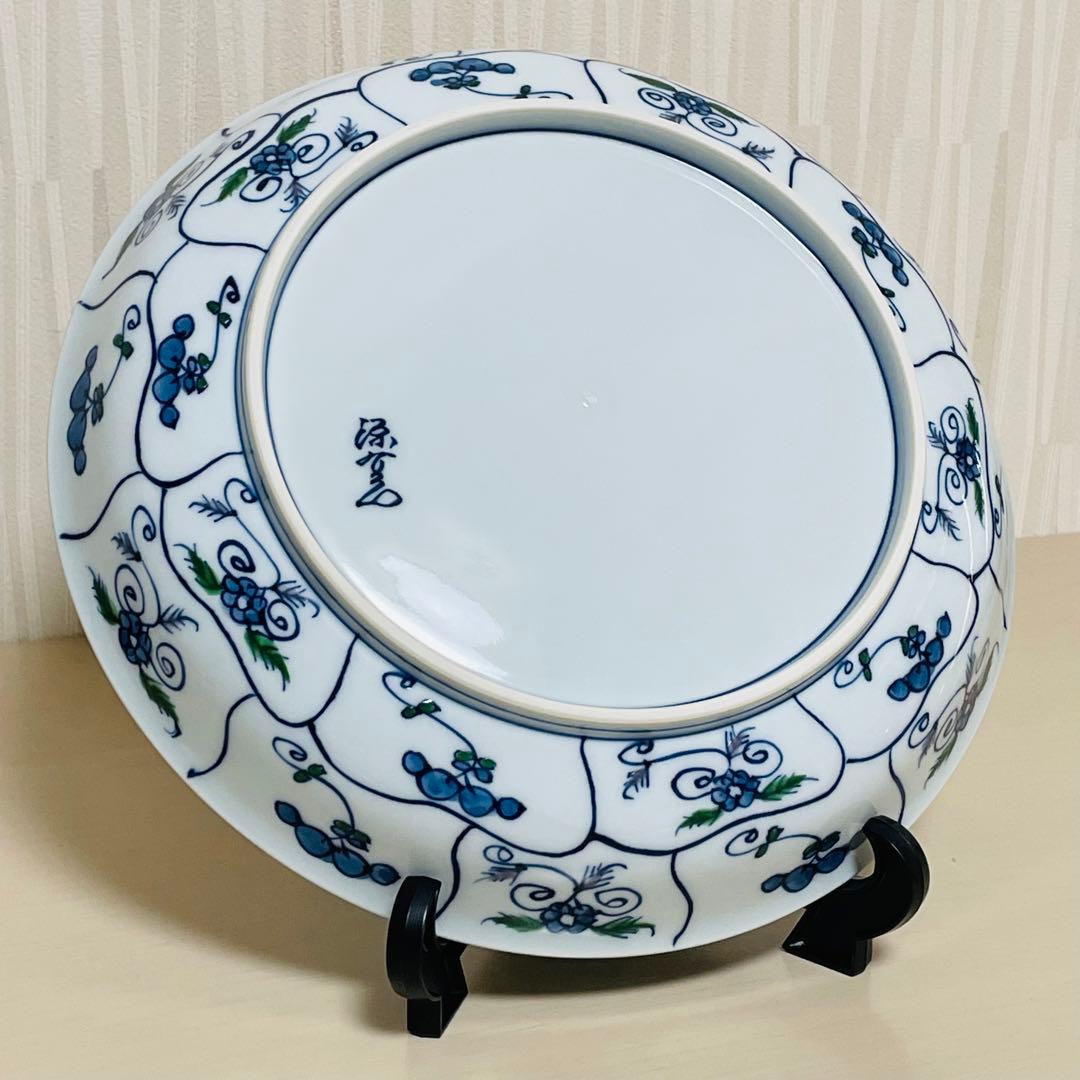 源右衛門 染錦 なずな紋 深皿 大皿 ディーププレート