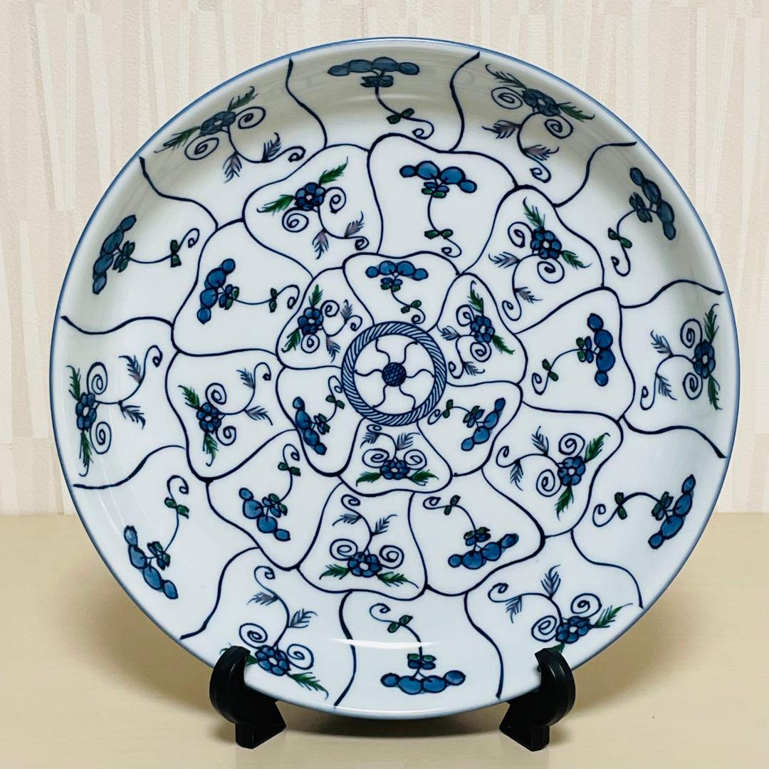 源右衛門 染錦 なずな紋 深皿 大皿 ディーププレート