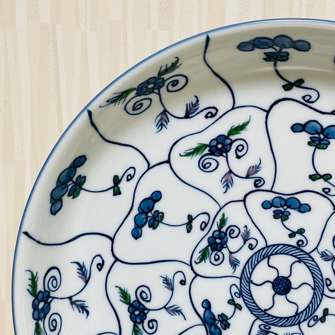 源右衛門 染錦 なずな紋 深皿 大皿 ディーププレート