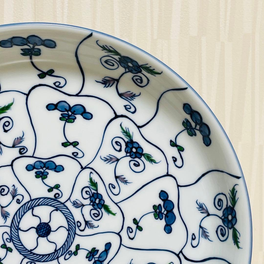 源右衛門 染錦 なずな紋 深皿 大皿 ディーププレート