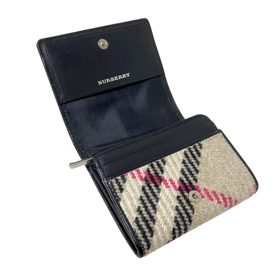 美品 BURBERRY バーバリー メガチェック ケース ウール ブラック