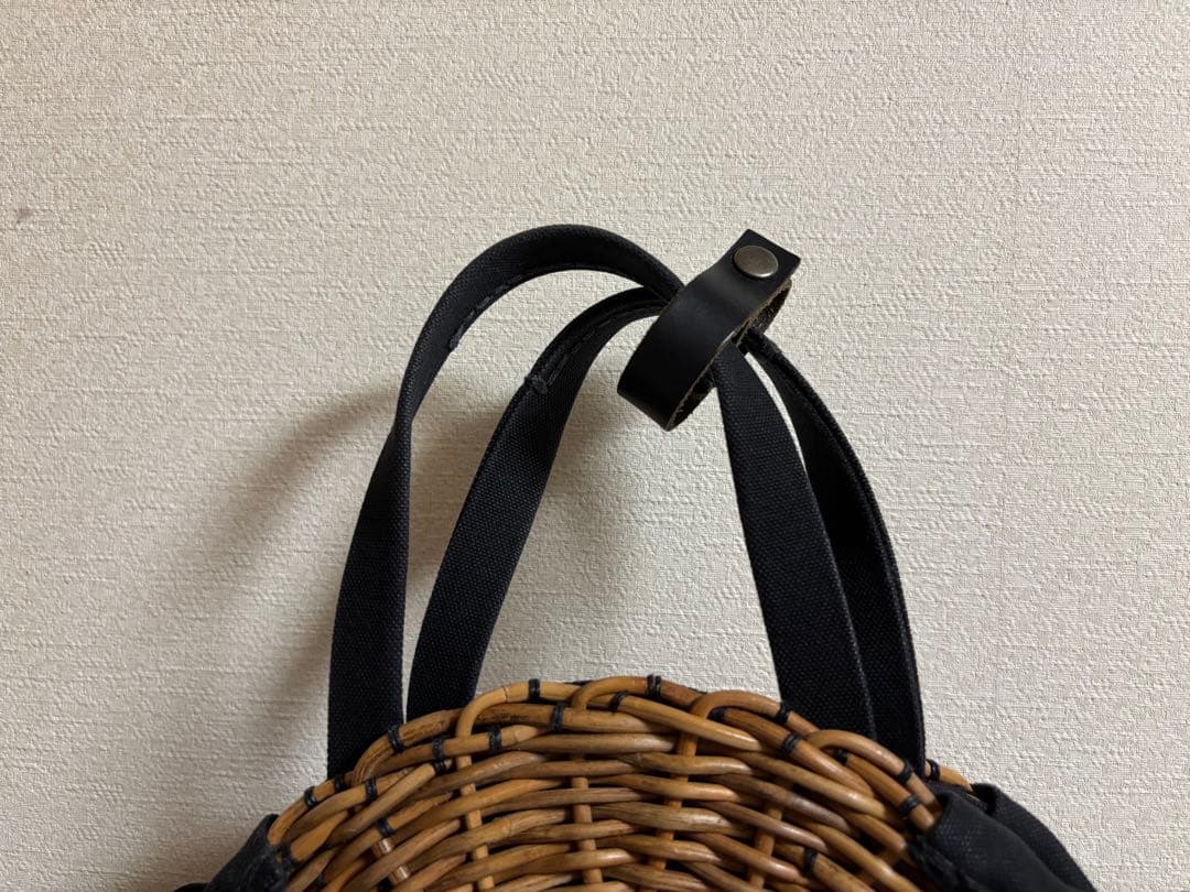 eb.a.gos エバゴス　キャンバス×紅籐　かごバッグ　円形